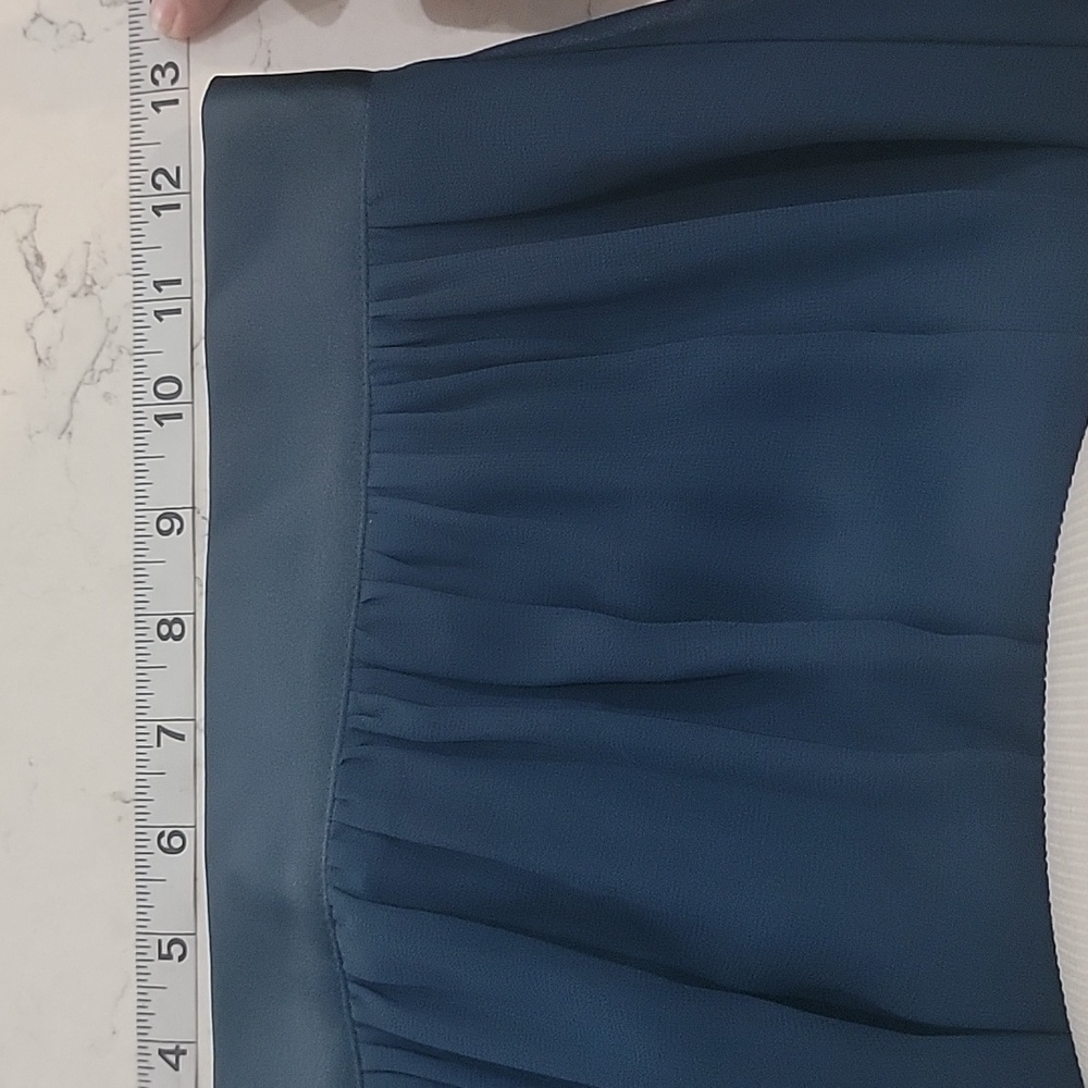 Eva Mendes NY&Co Teal Blue Sheer Panel Fairycore Maxi Skirt Sz 2 - Picture 11 of 13